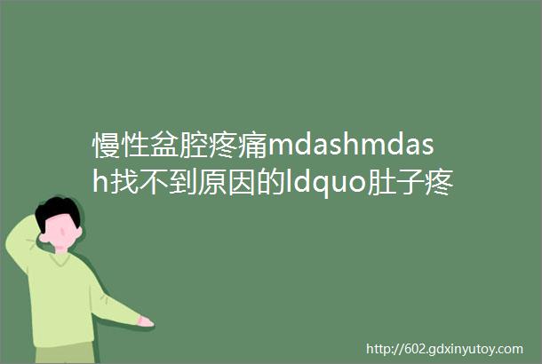 慢性盆腔疼痛mdashmdash找不到原因的ldquo肚子疼rdquo